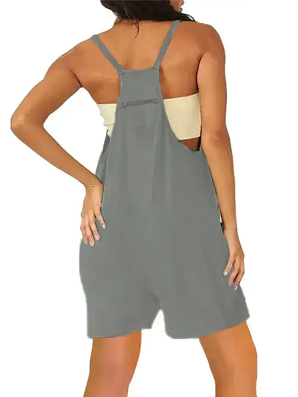 Zipper Pocket Spaghetti Straps Jumpsuit Overall Accessory