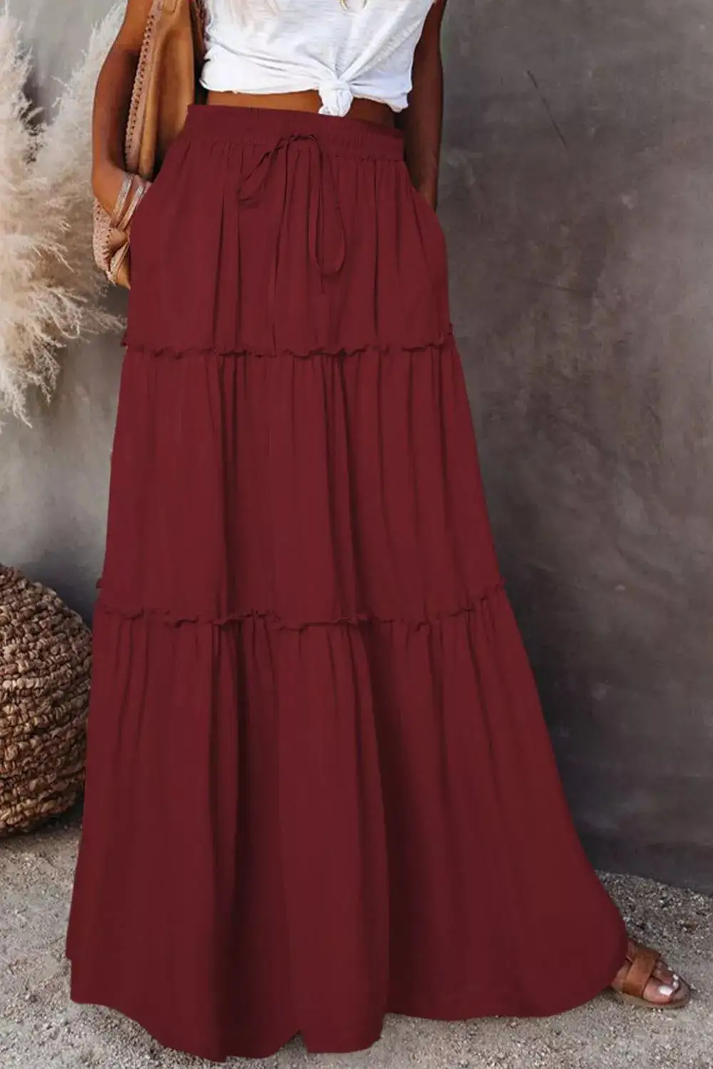 Neat Drawstring Frill Skirt