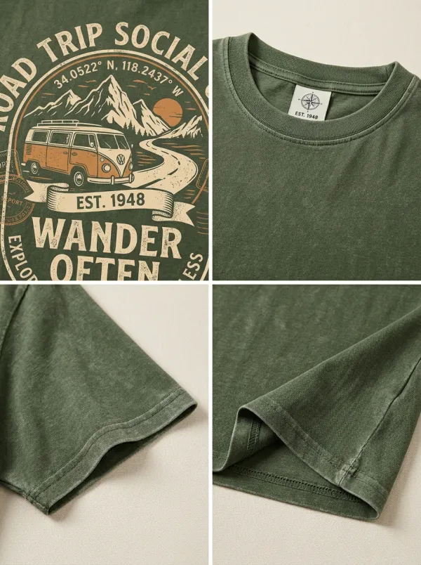 Unisex Road Trip Lover Camper Van Mountain Printed T-shirt