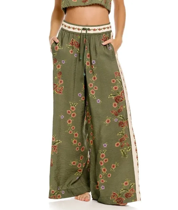 Floral Print Wide Leg Pants