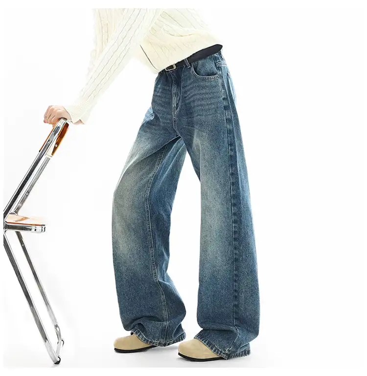 High-Rise Vintage-Wash Ultra-Wide Jeans