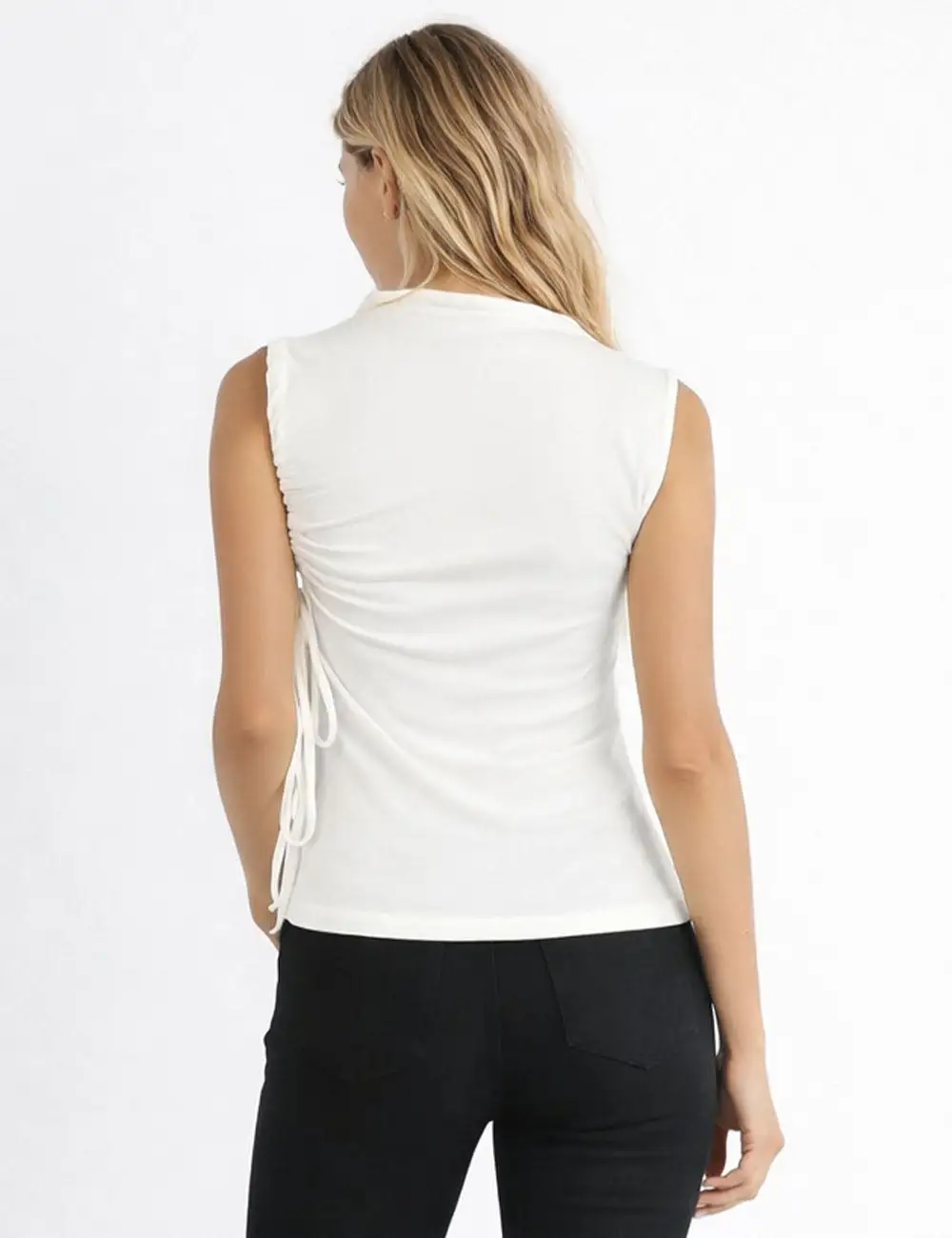 Chic Ruched Side Solid Color Sleeveless Top