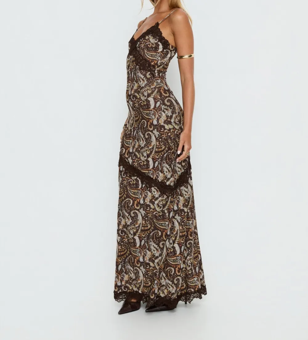 Paisley Mesh Lace Maxi Dress