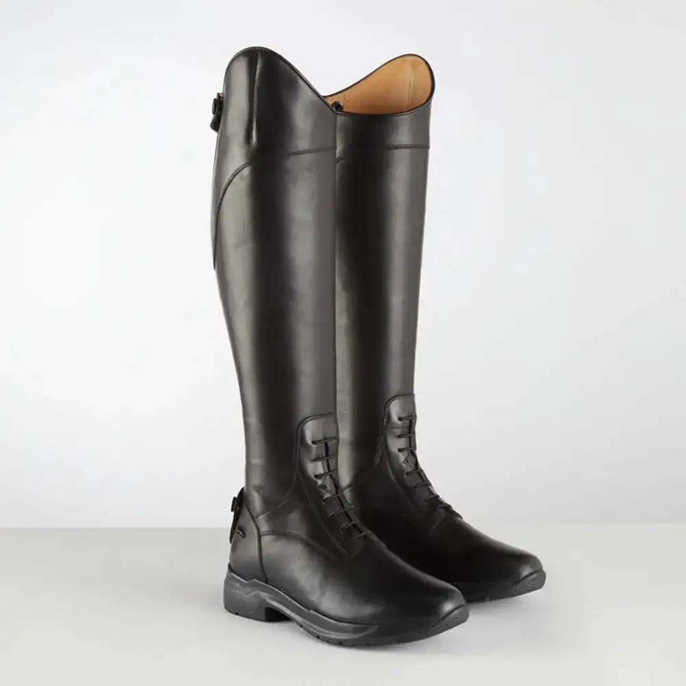 Leather Lace-Up Tall Riding Boots