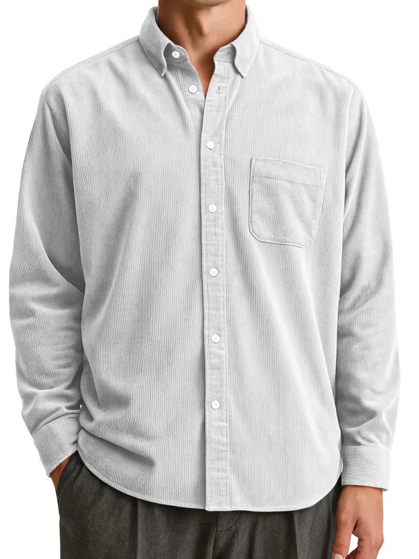 Clean Line Corduroy Open Collar Shirt
