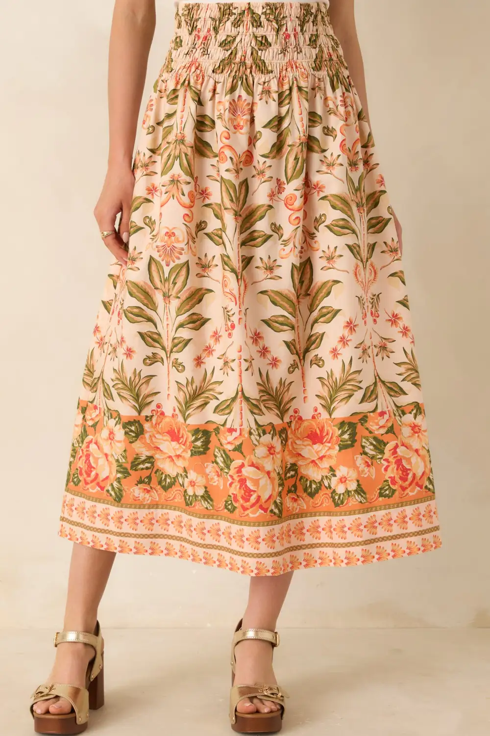 Smooth Cotton Midi Skirt
