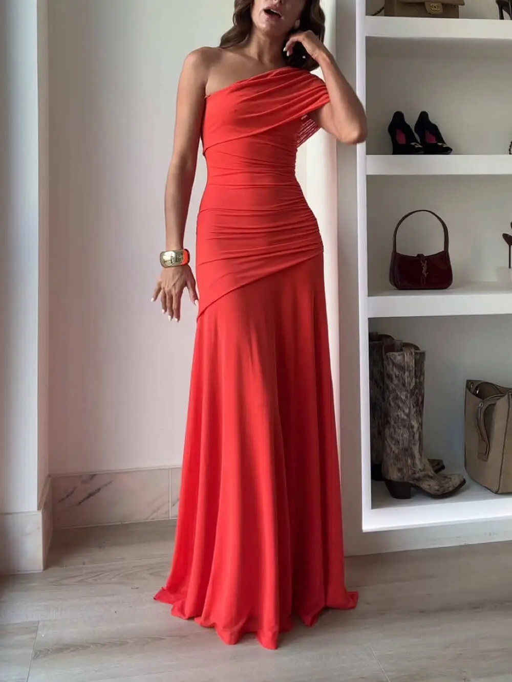 Elegance Effortless Mesh Off Maxi Dress