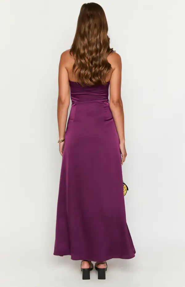 Polished Satin Strapless Maxi Dress