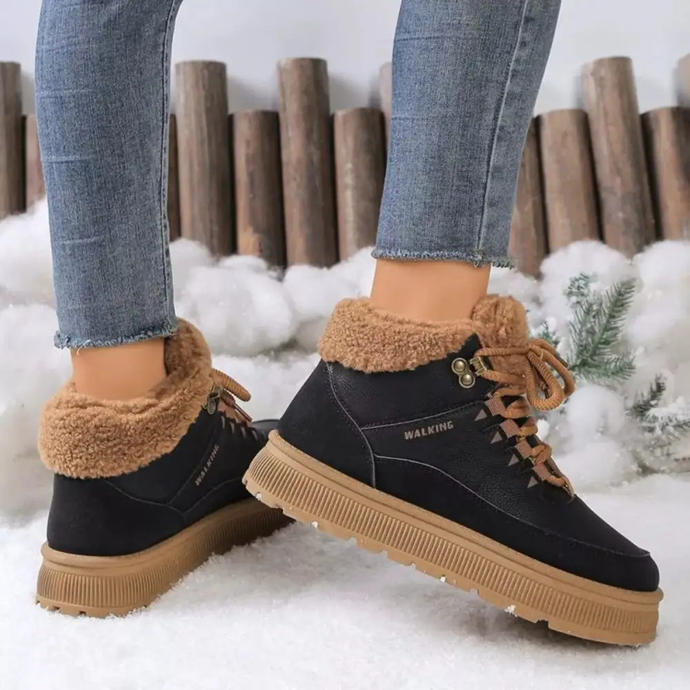 Relaxed Lace-Up Platform Ankle Boots