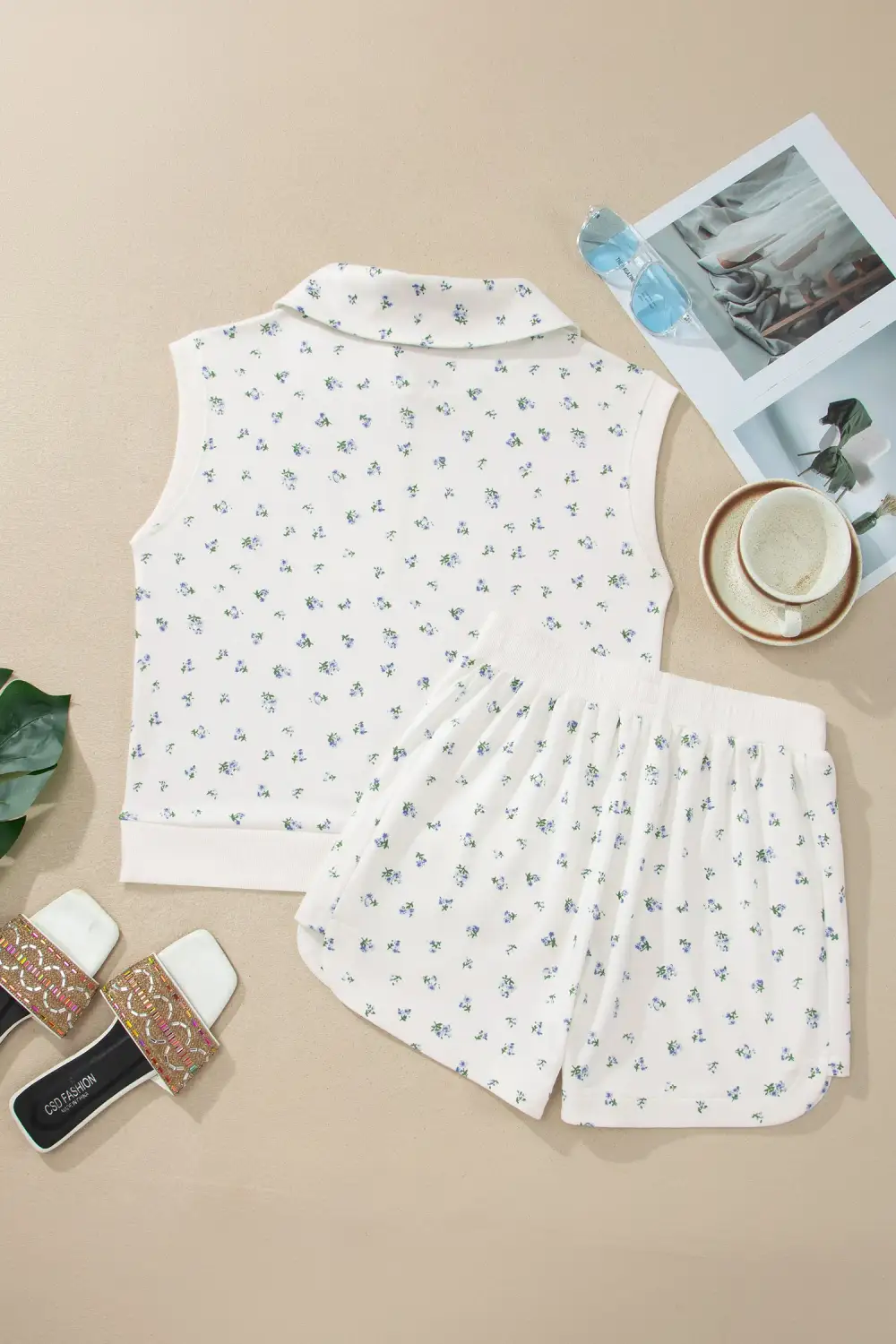 Floral Print Relaxed Shorts Lounge Set Ease
