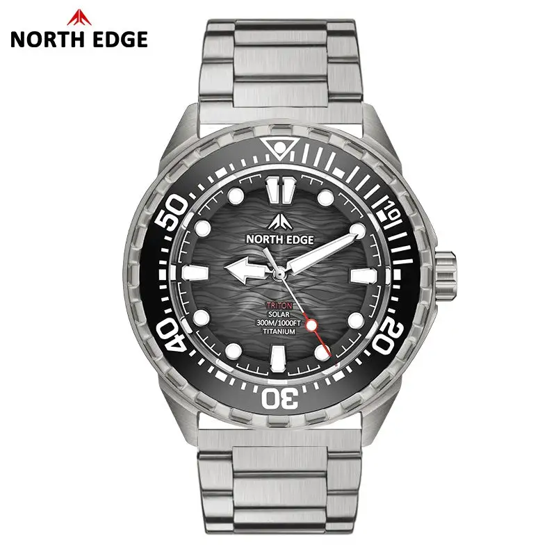 North Edge Titanium Lightweight Solar Dive Watch TRITON-TI- Never needs a battery replacement