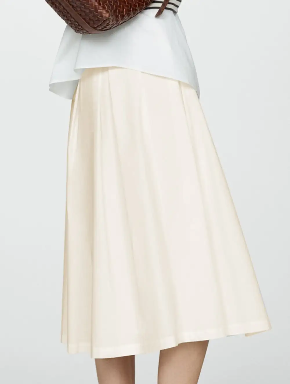 Zipper Flared Midi Skirt