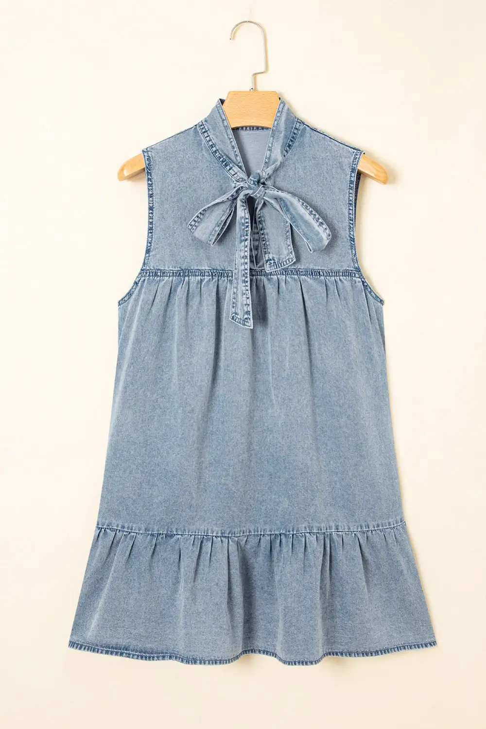 Ruffle Trim Tie Detail Mini Dress