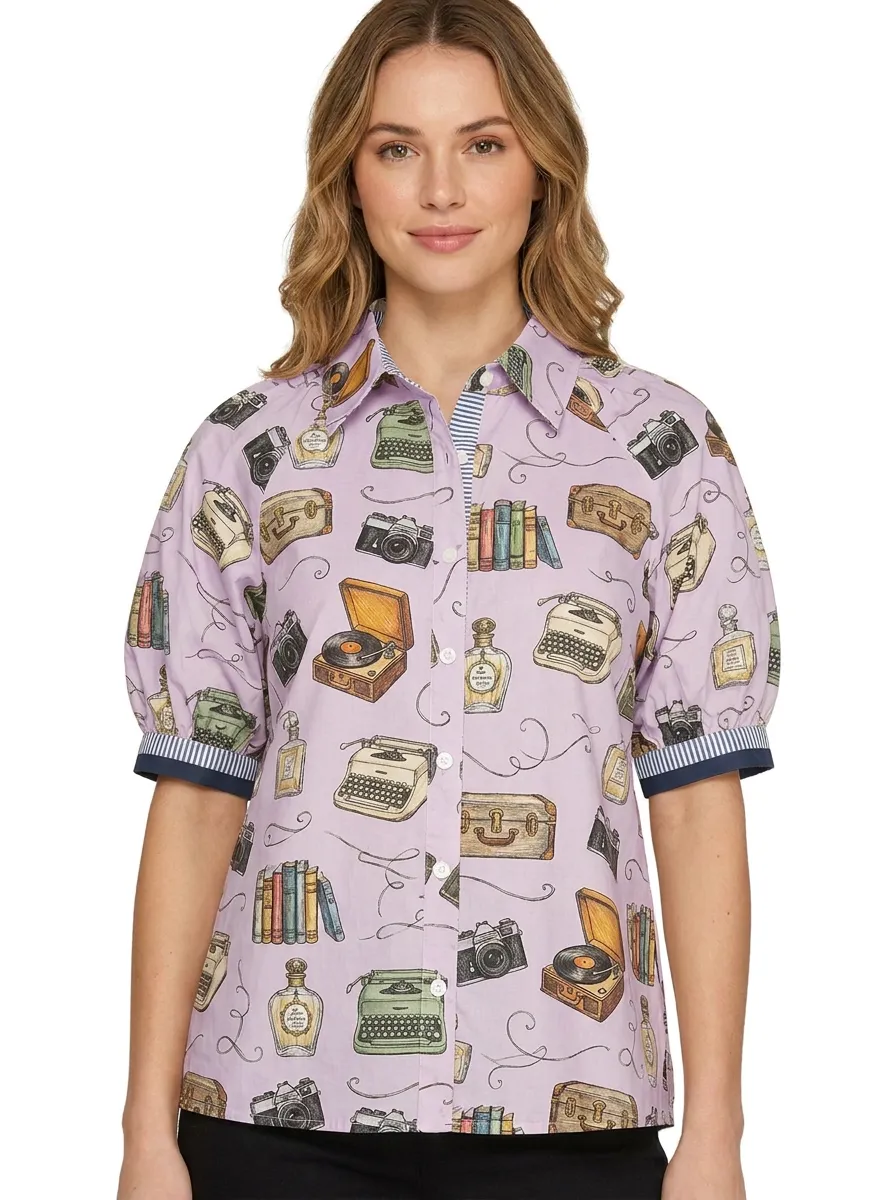Women's Vintage Hobby Lover Retro Items Graphic Shirt