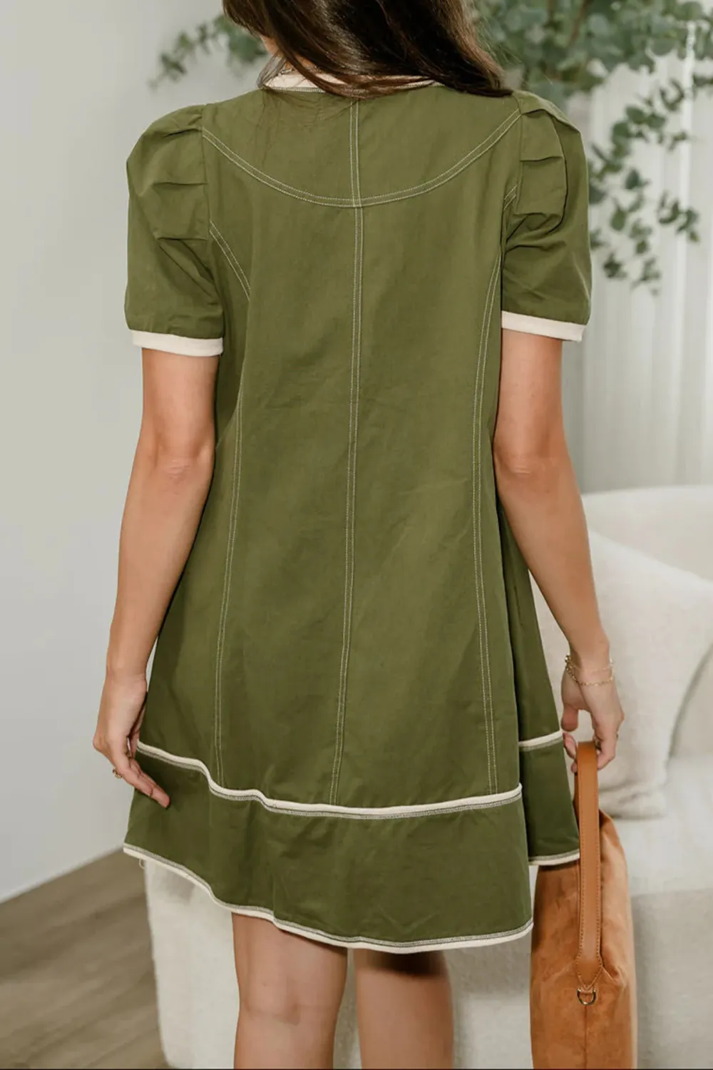 Front Zipper Round Neck Dress