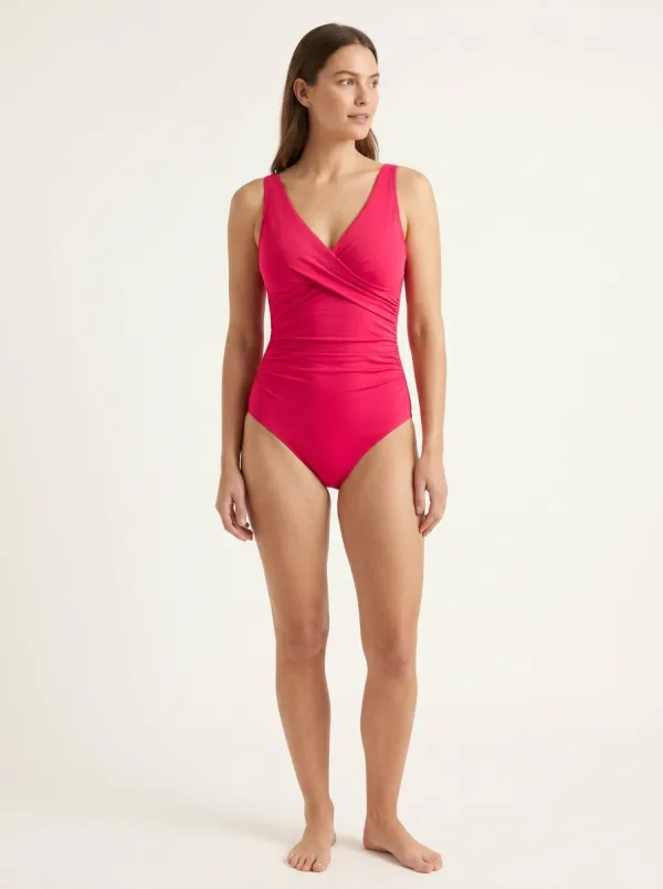 Beach V-Neck Ruched One-Piece Swimsuit