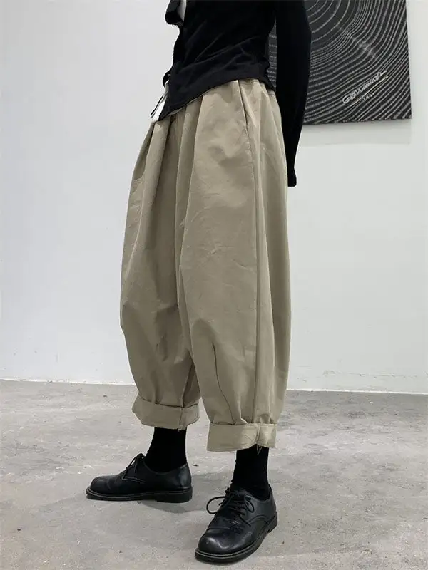 Women's High Waist Loose Fit Pleated Patchwork Pants