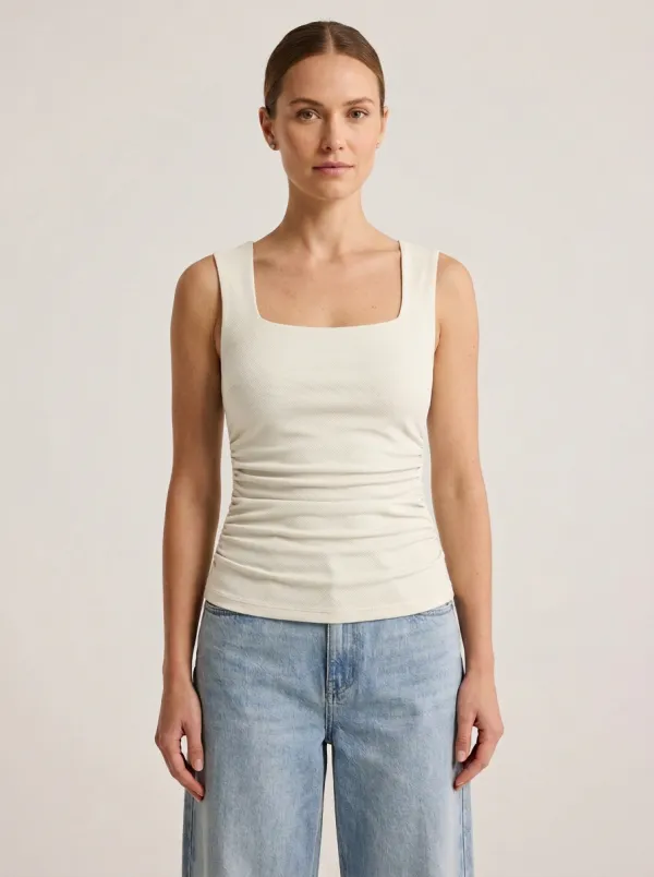 Ruched Square-Neck Side-Ruched Ruched Tank Top