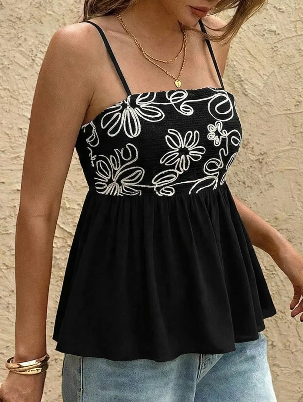 Embroidered Strapless Tank Top