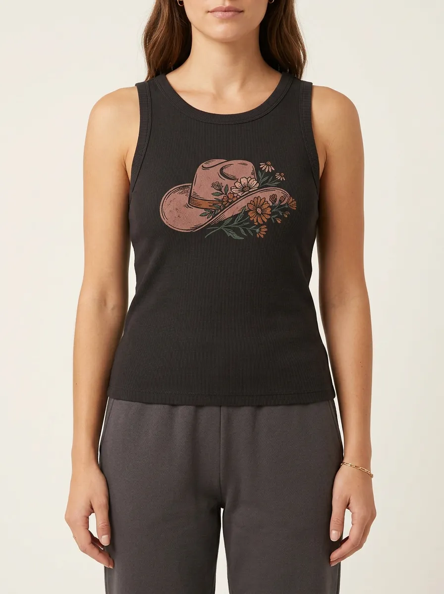 Floral Built-In Bra Tank Top