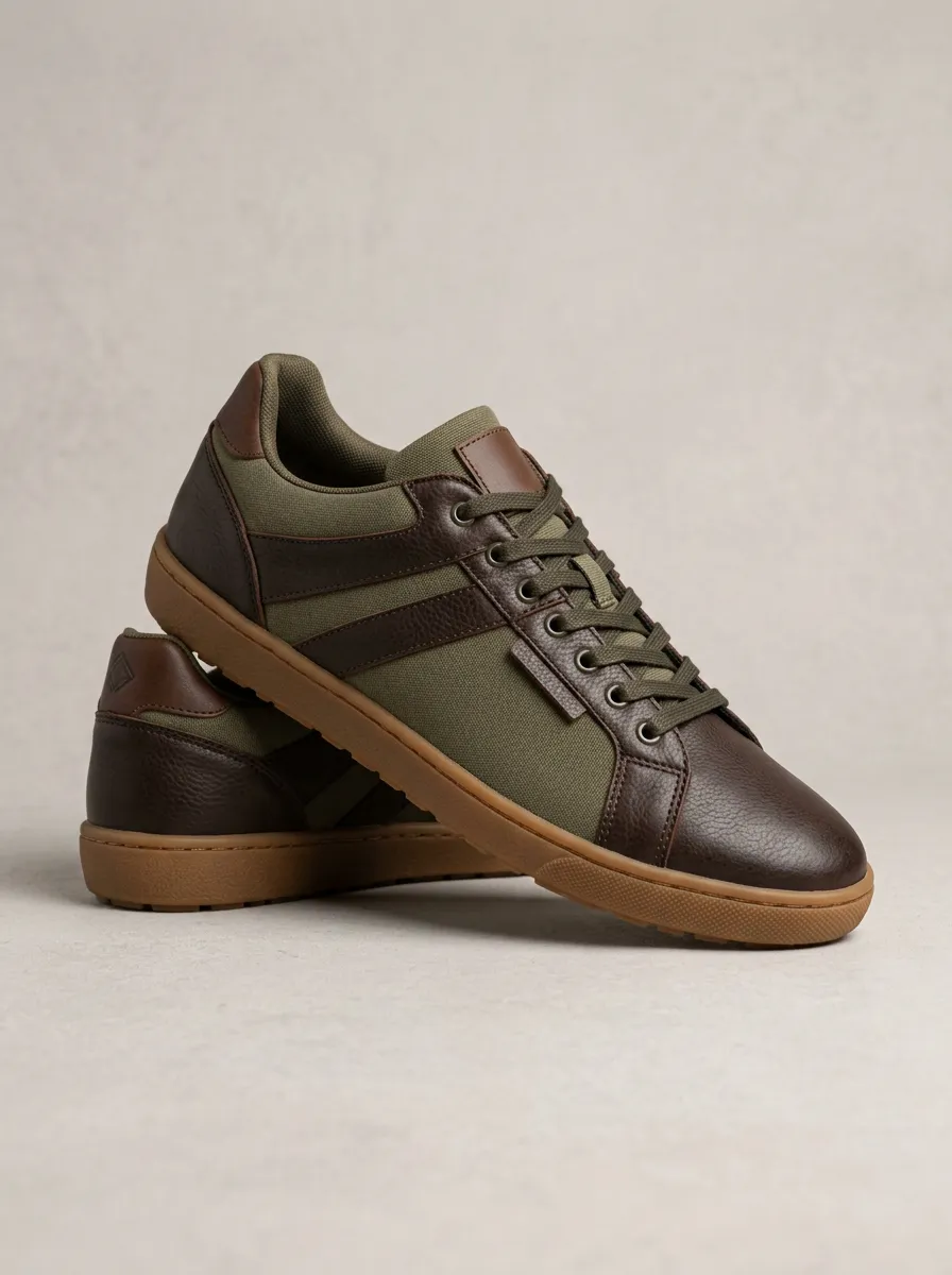 Rugged Leather Look Graphic Essential Men's Casual Sneakers