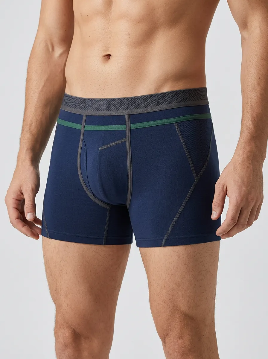 Casual Contrast-Stitch Athletic Detail Men's Boxer Briefs