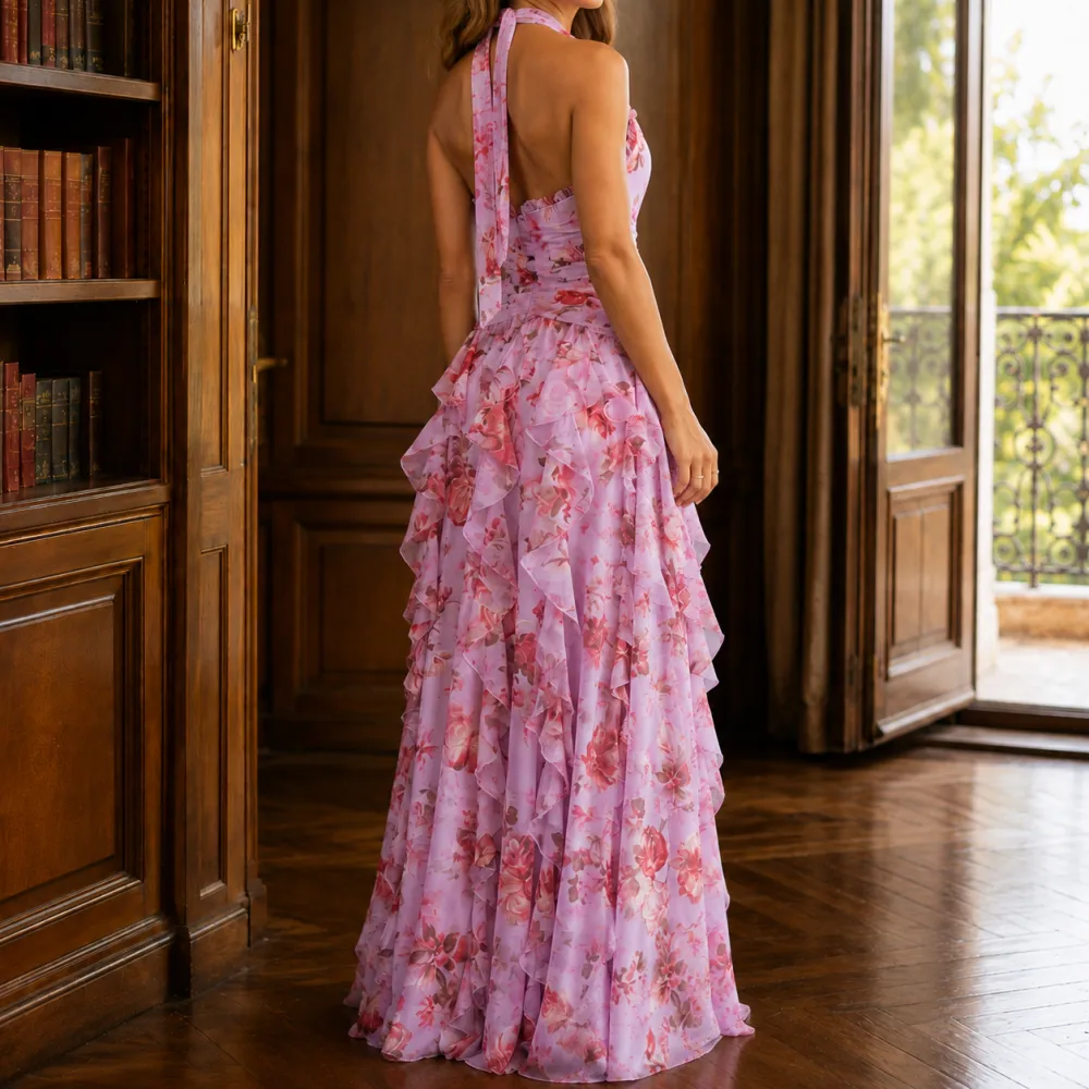 Classic Refined Women's Ruffle Maxi Dress
