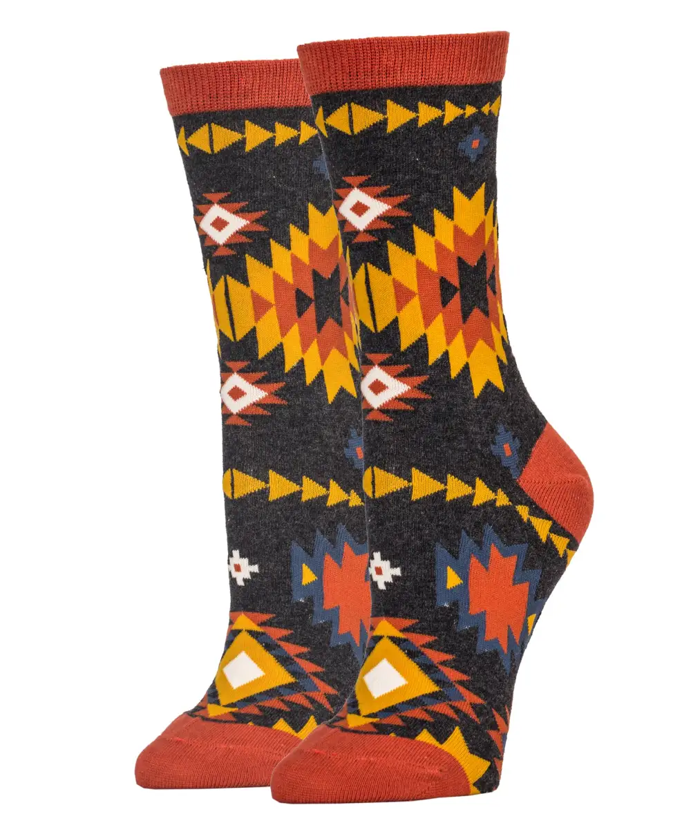 Playful Cotton Blend Floral Motif Crew Socks