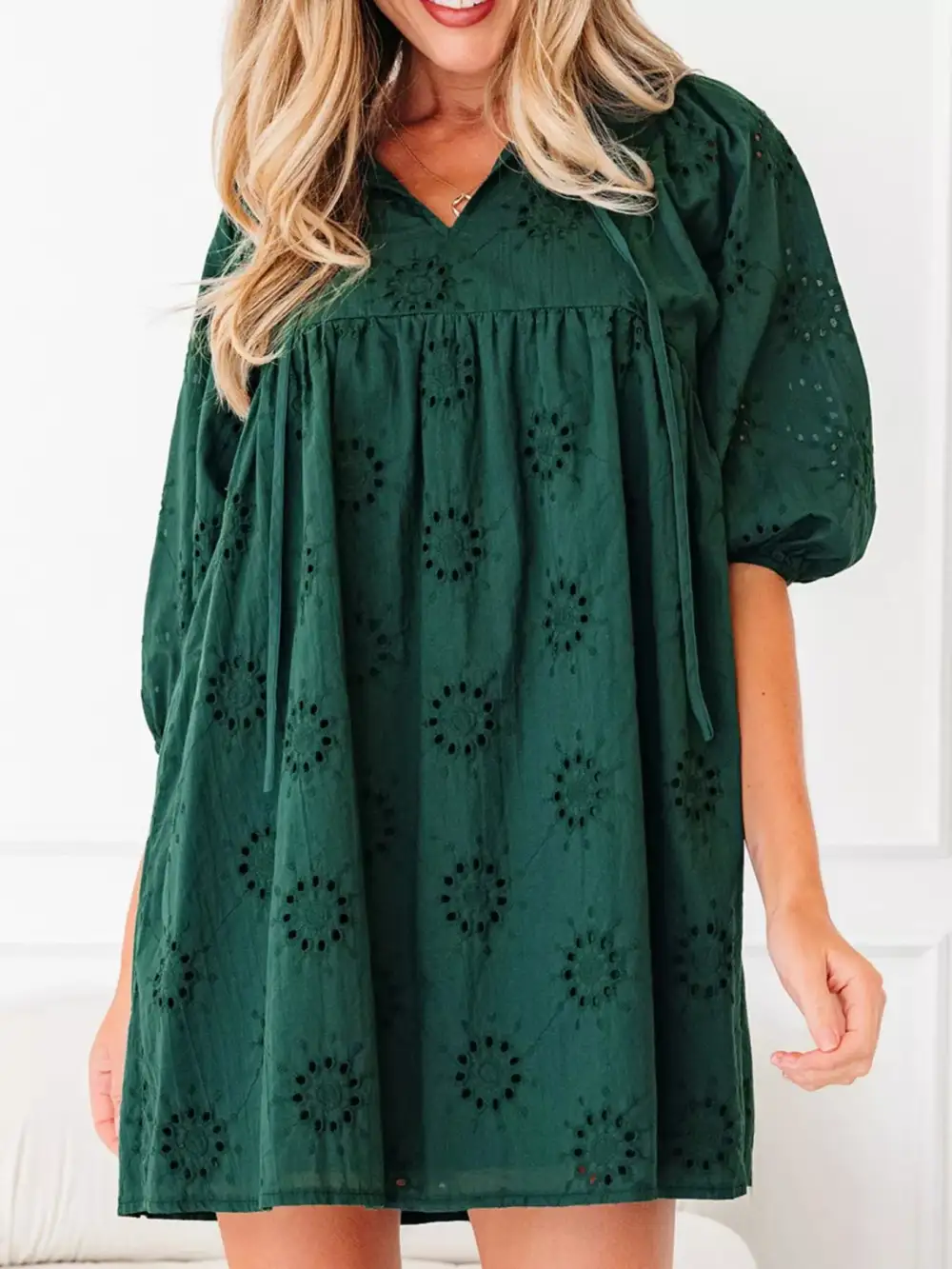 Finish Embroidered Eyelet Mini Dress