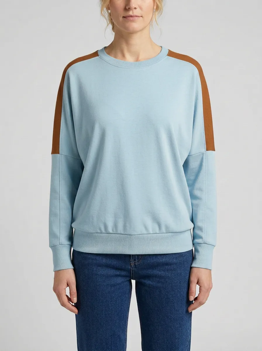 Women's Shoulder-Panel Colorblock Crew-Neck Sweatshirt