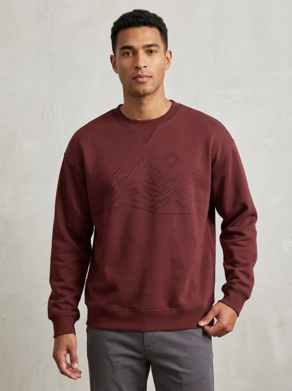 Men's Olive Green Outdoor Mountain Sun Fleece Sweatshirt