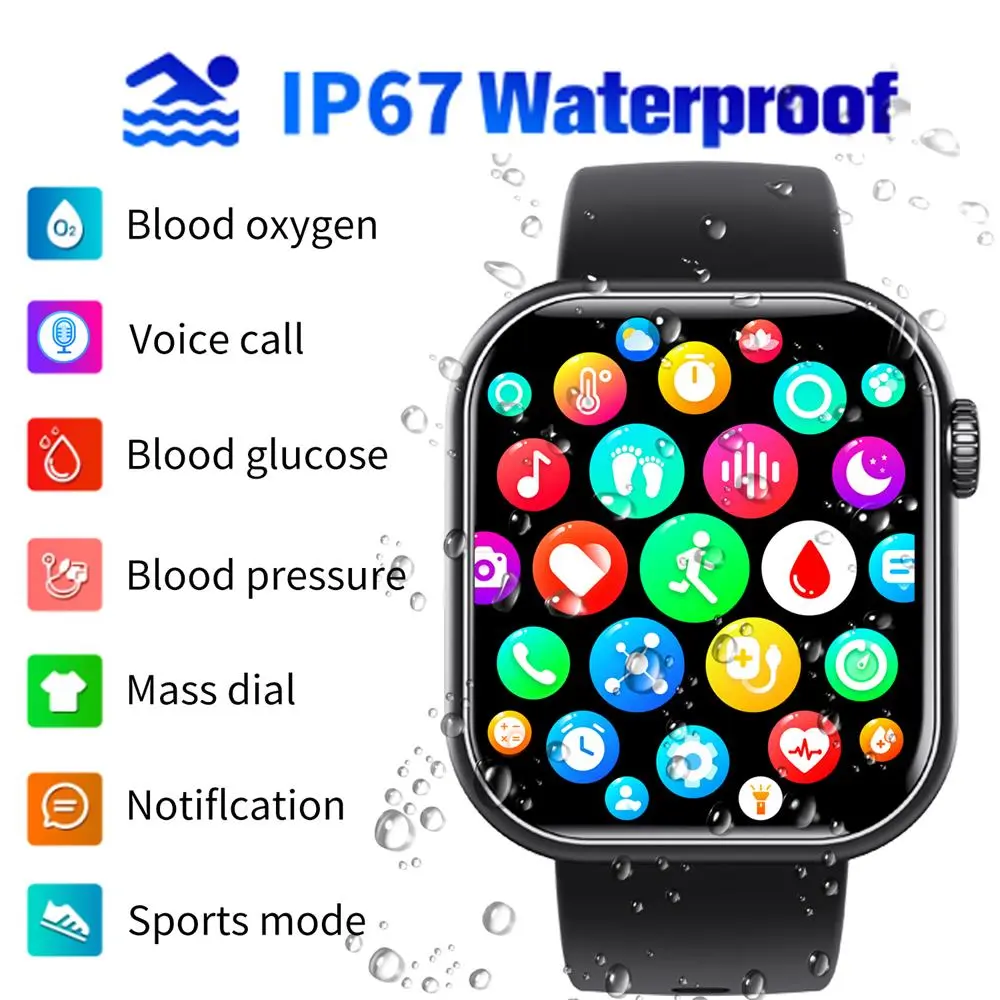 Blood Sugar Blood Pressure Heart Rate Blood oxygen Sleep Monitoring Waterproof Smartwatch | Carelders F57