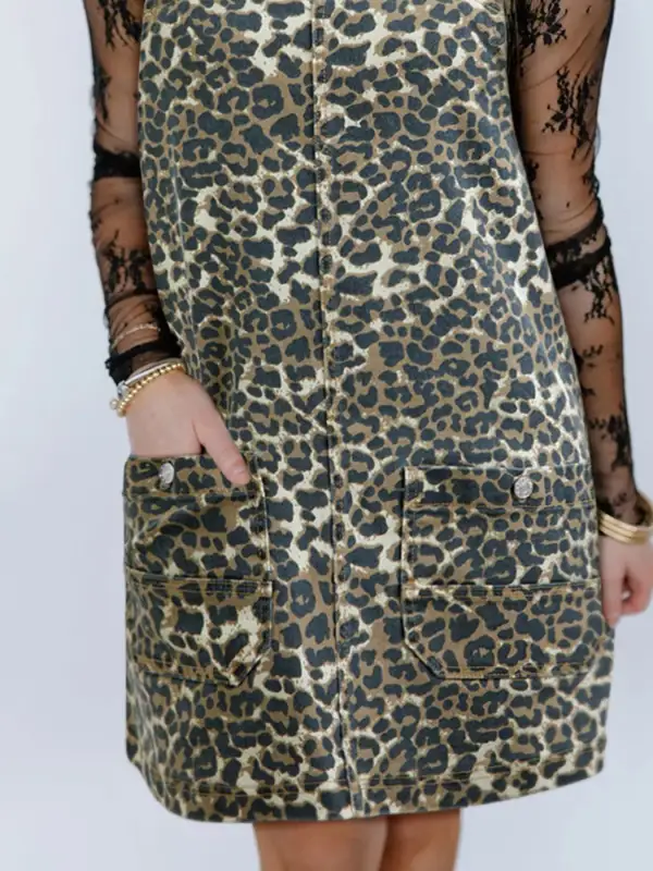Comfort Fit Animal Print Denim Jumpsuit
