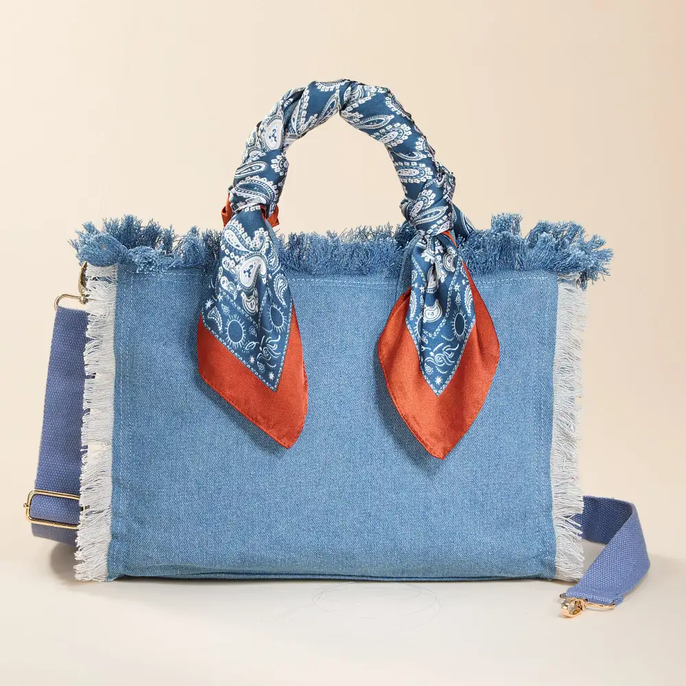 Denim Bandana Print Tote Bag