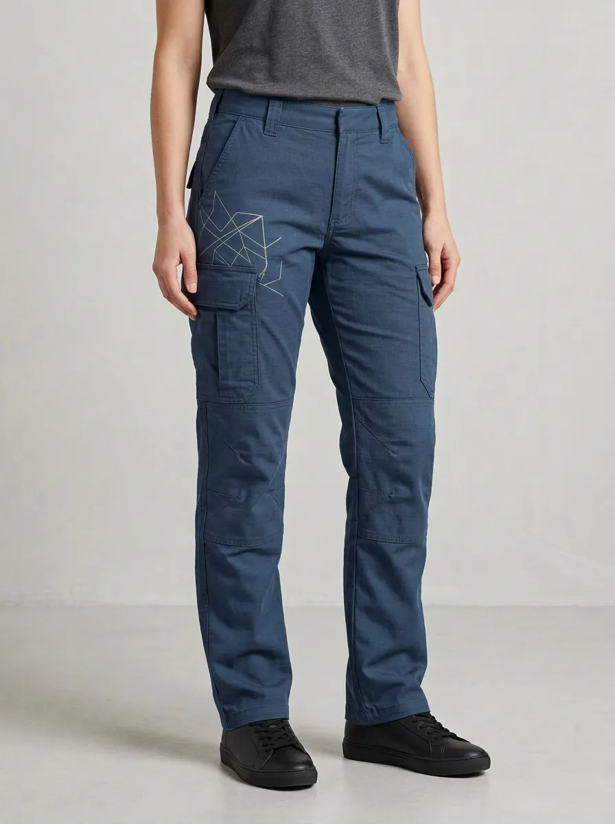 Unisex Geometric Line Art Printed Tactical Work Pants