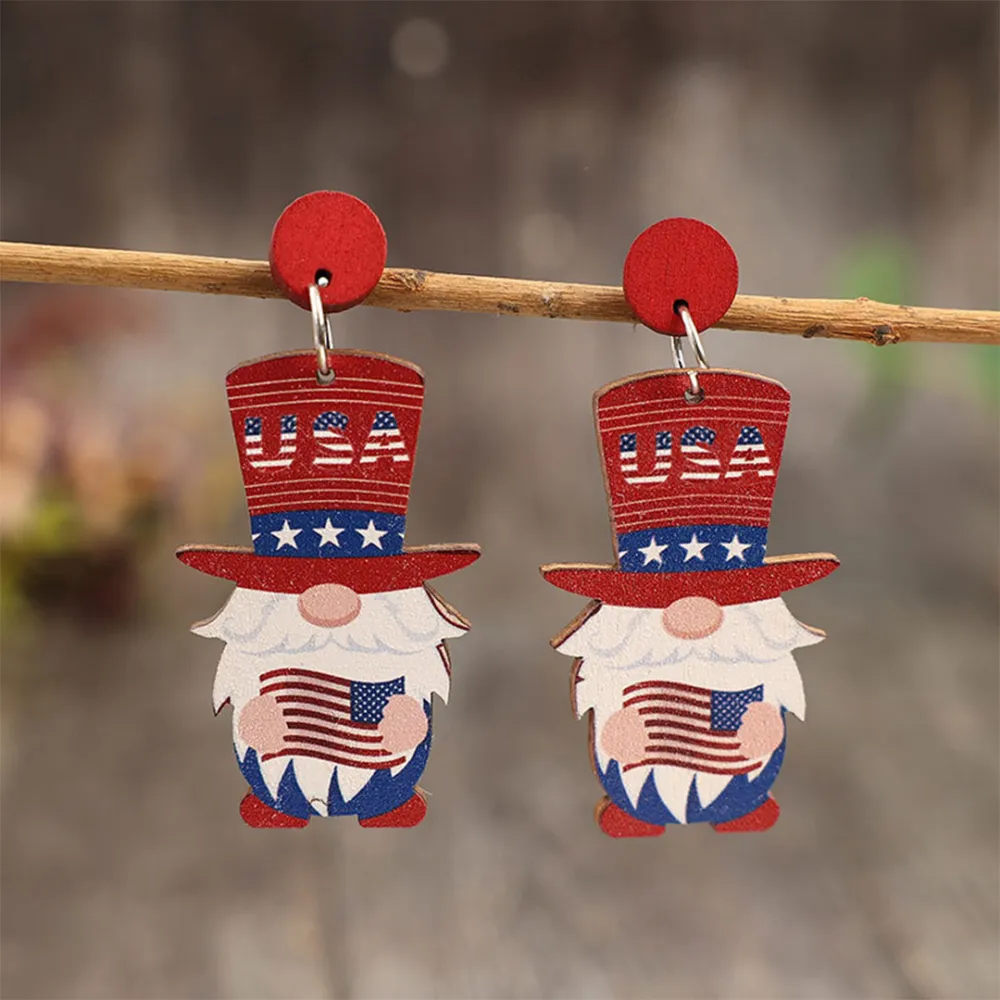 Wooden Gnome Shape Drop Earrings