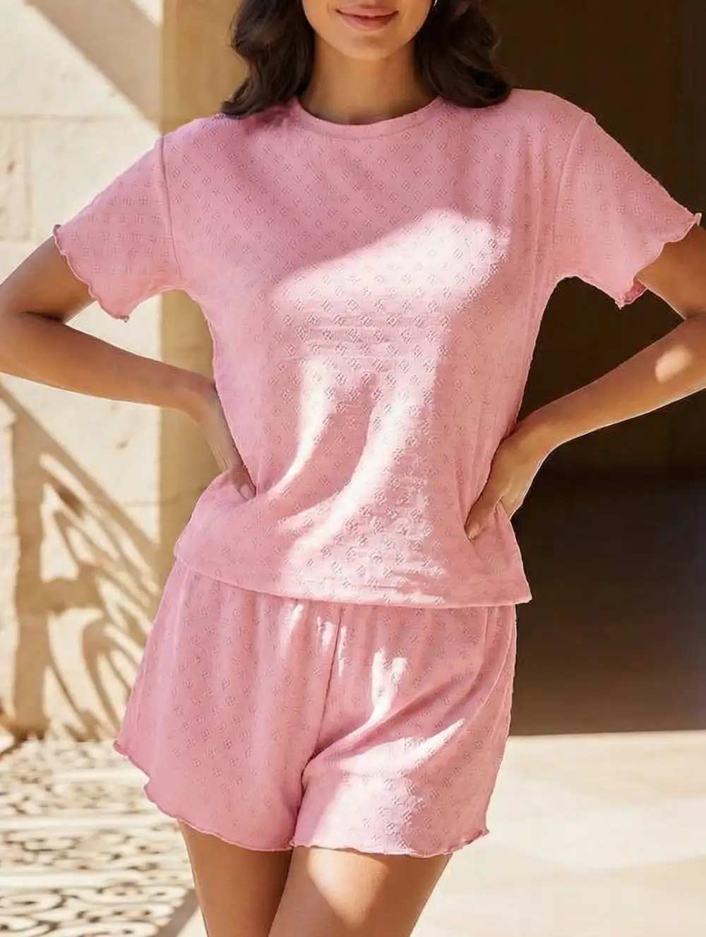 Heart Print Round Neck Set