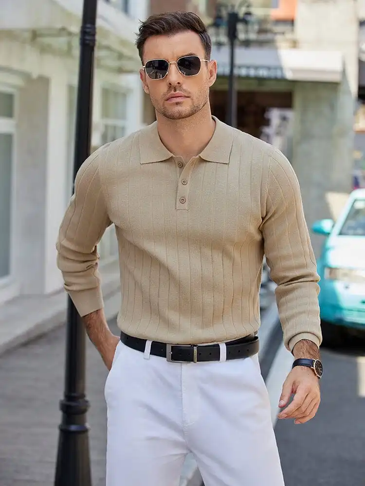 Casual Knit Polo Sweater Hoodie