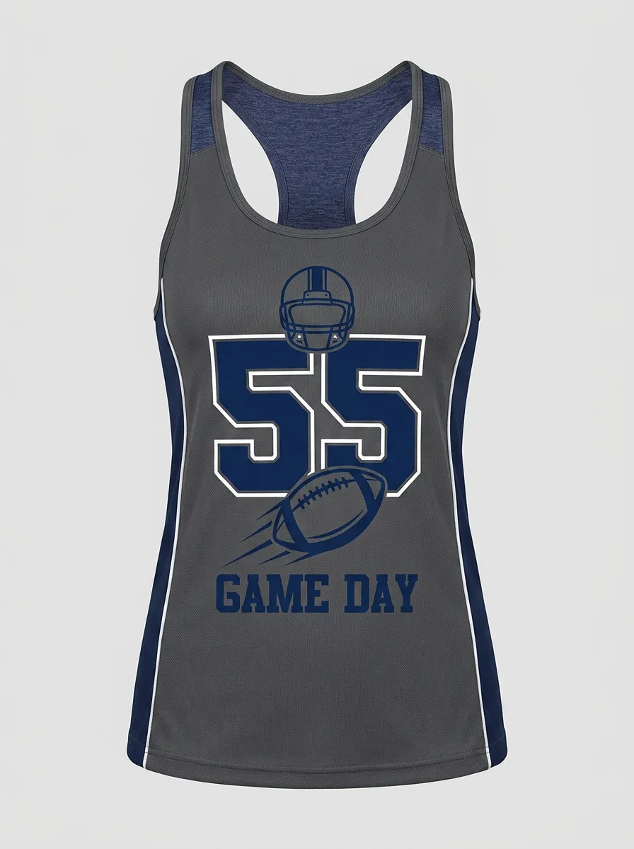 Women's Football Fan 55 Helmet Ball Printed Tank Top