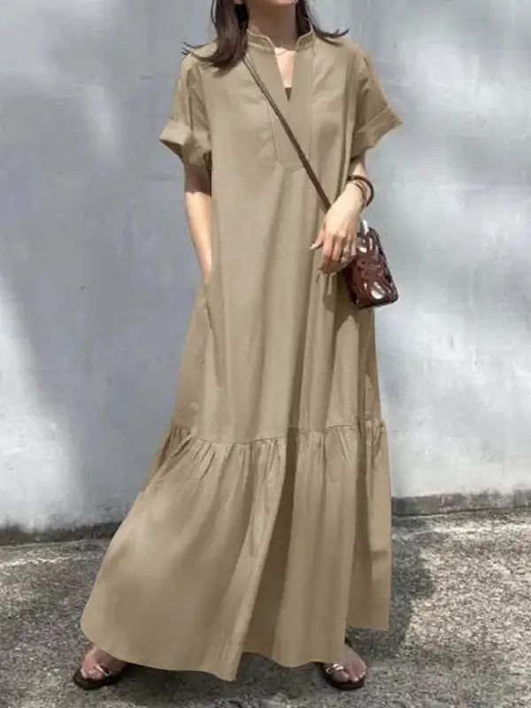 Loose Split Neck Maxi Dress