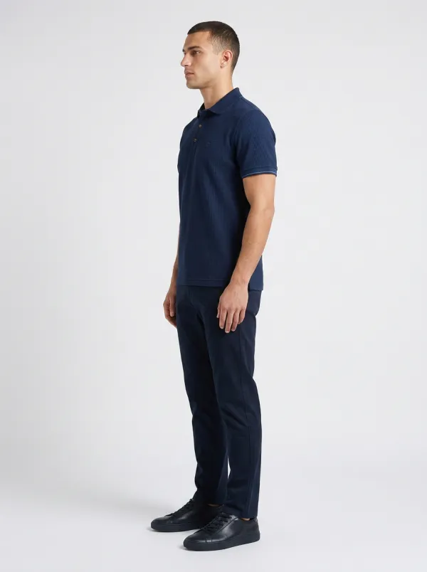 Waffle-Knit Compass-Detail Men's Polo Shirt