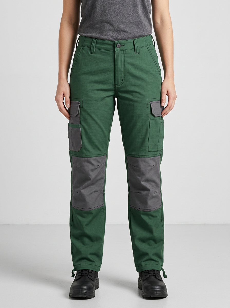 Unisex Contrast Knee Multi-Pocket Tactical Work Pants