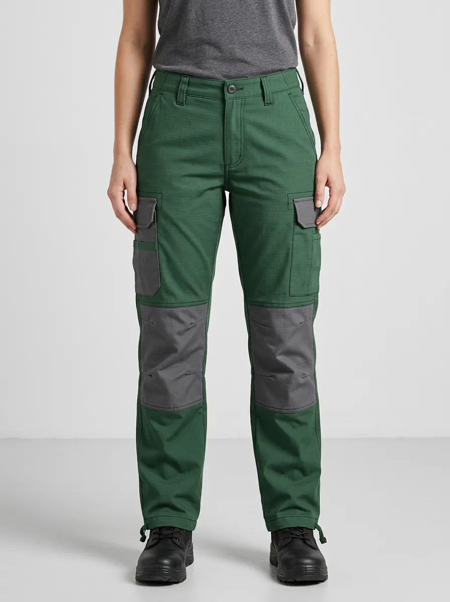 Unisex Contrast Knee Multi-Pocket Tactical Work Pants