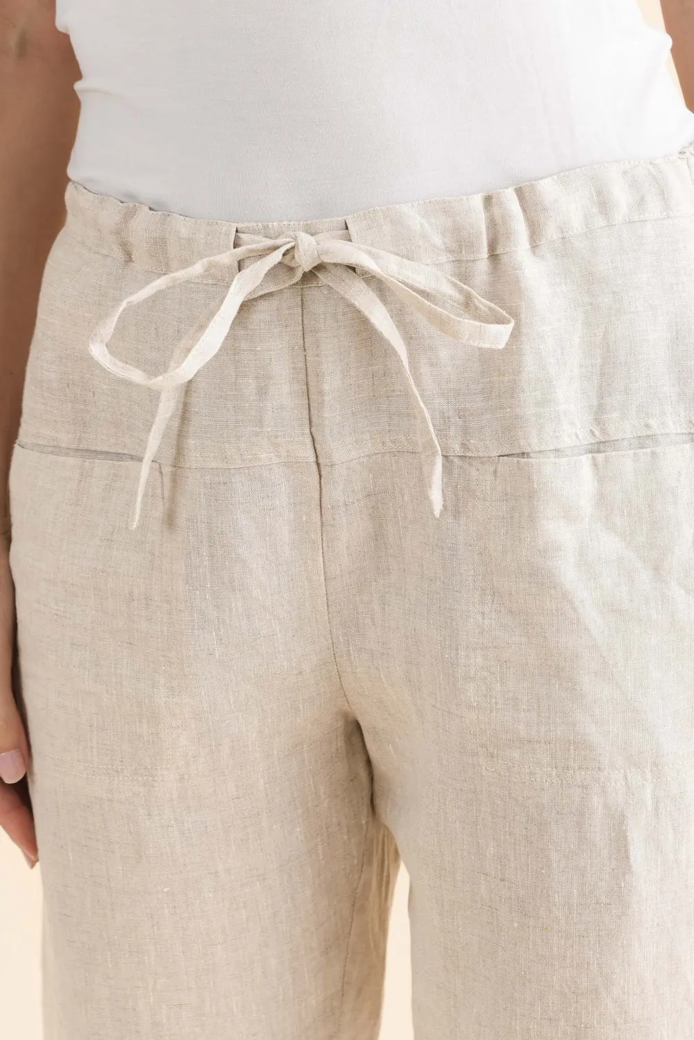 Linen High Rise Drawstring Pants