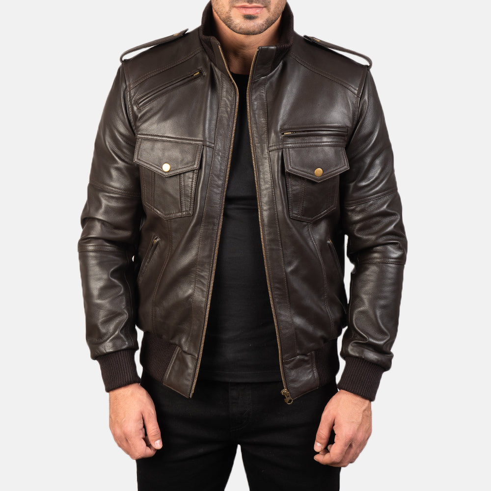 Men's Classic Minimal Bomber Leather Jacket