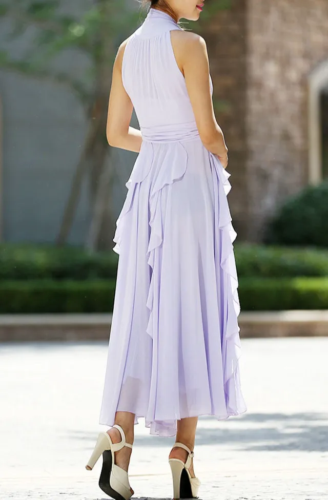 Chiffon Halter Neck Maxi Dress