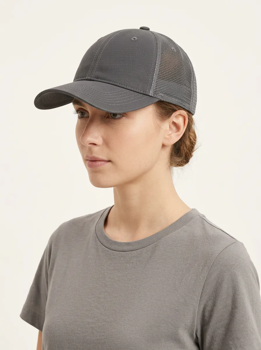 Unisex Minimalist Grey Mesh-Back Baseball Cap