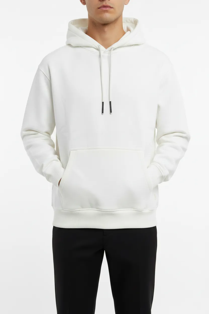 Polished Regular Fit Cotton Ribbed Hooded Pullover Hoodie