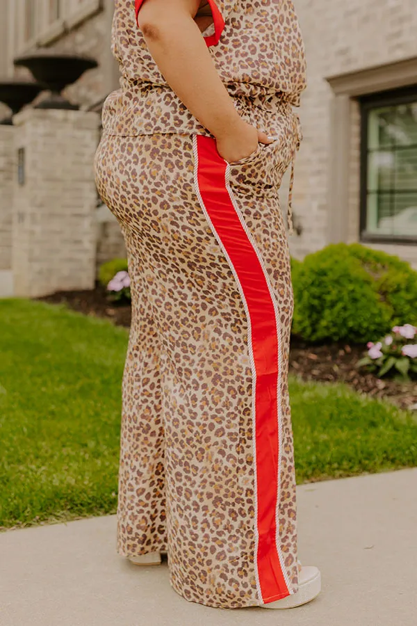 High Waist Wide Leg Leopard Striped Pants