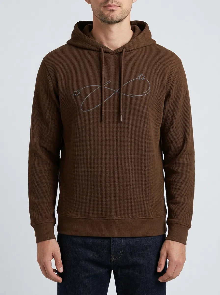 Men's Infinity Star Symbol Graphic Waffle-Knit Pullover Hoodie